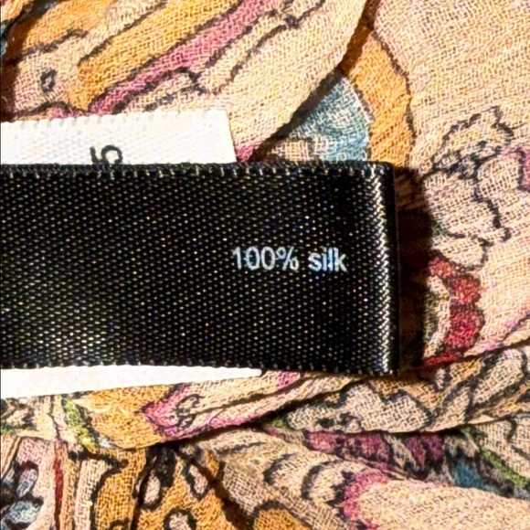 Express Y2K 100% Silk Sheer Open Front Wrap Style Paisley Blouse SZ Small - Picture 9 of 9